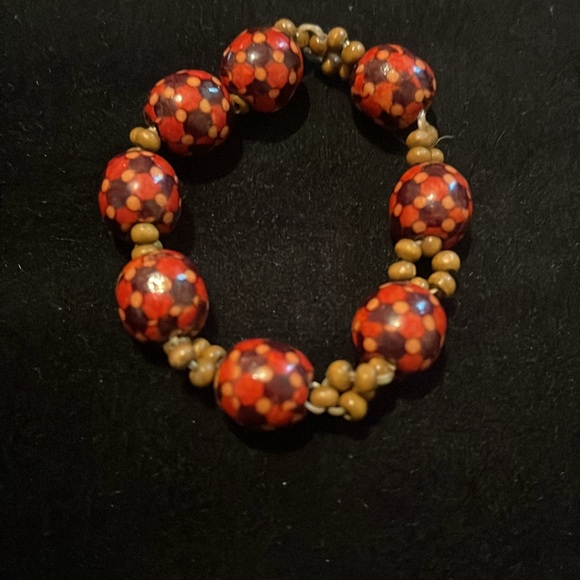 Beaded Brown, Orange, & Tan Stretchy Bracelet - Picture 8 of 17
